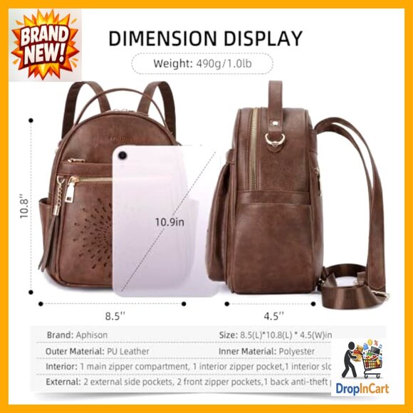Mini Backpack Purse Waterproof Vegan Leather Convertible Crossbody Daypack